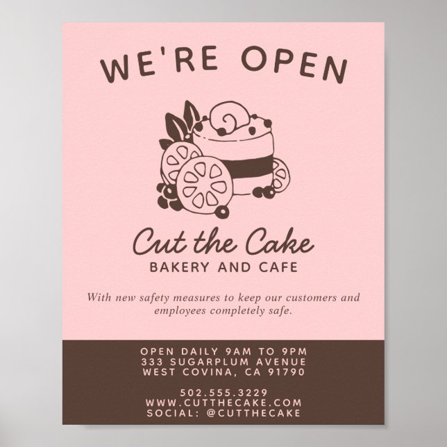 Poster Boulangerie de logo de gâteau Réouverture de l'ent (Devant)