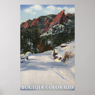 Poster Boulder, Colorado - Flatirons en hiver