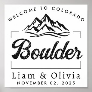 Poster Boulder Colorado Mariage minimaliste Bienvenue