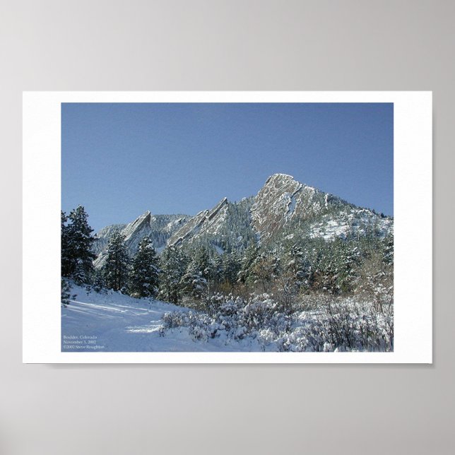 Poster Boulder Flatirons en neige (Devant)