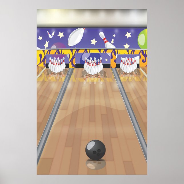 Poster Boule à dix broches (Devant)