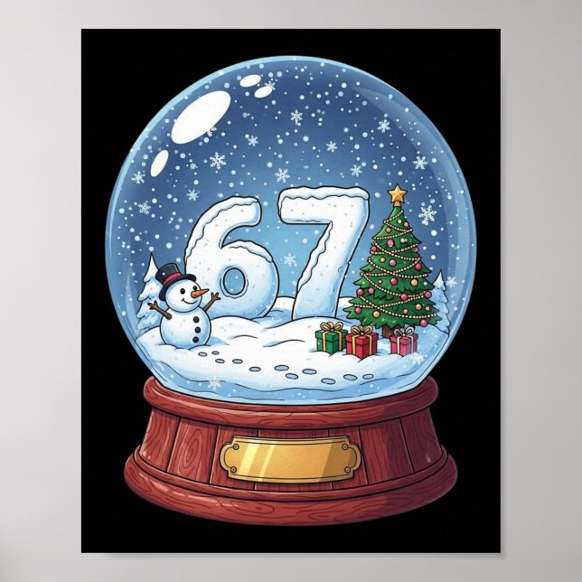 Poster Boule à neige de Noël 67 Drôle Six Sept Meme  (Devant)
