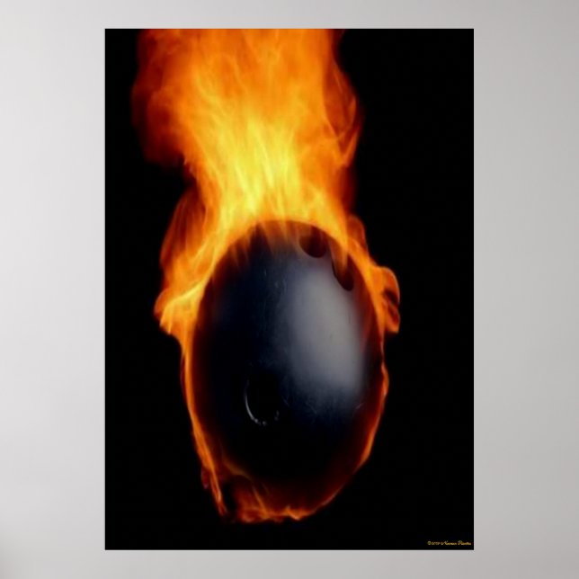 Poster Boule de Bowling en feu (Devant)