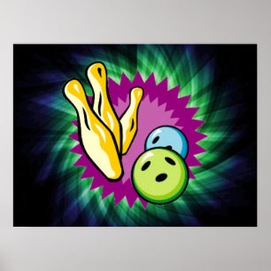 Poster Boule de Bowling Vert; Épingles