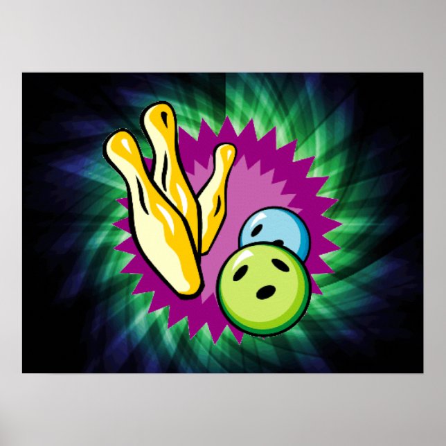 Poster Boule de Bowling Vert; Épingles (Devant)