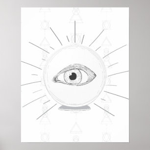 Poster Boule de cristal ésotérique voyant œil de voyant