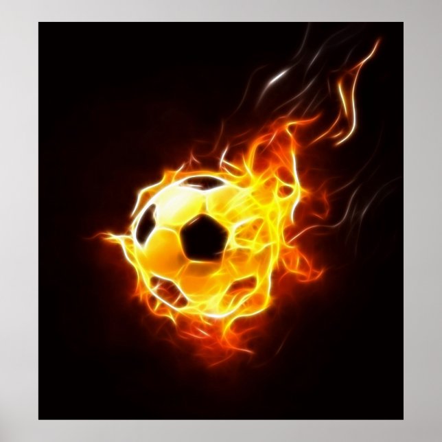 Poster Boule de football en flammes (Devant)