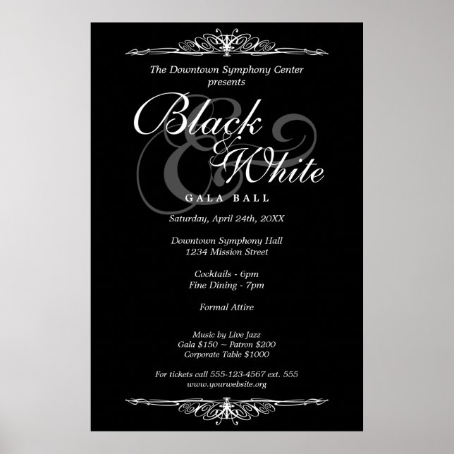Poster Boule de gala noir et blanc danse sur mesure poste (Devant)