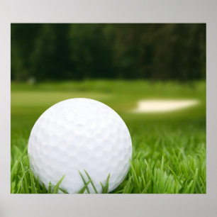 Poster Boule de golf dans l'herbe