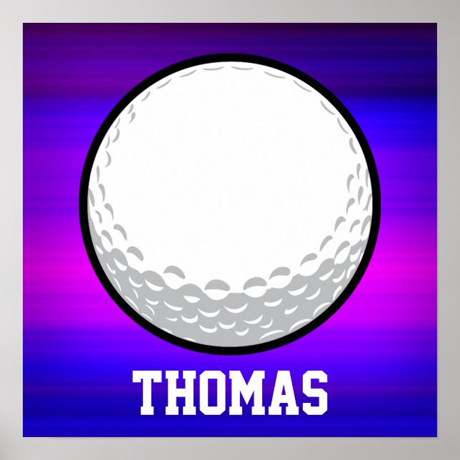 Poster Boule de golf; Violet bleu vif et Magenta (Devant)