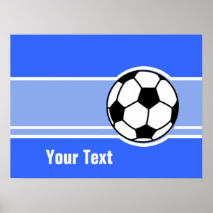 Poster Boule de soccer ; Bleu