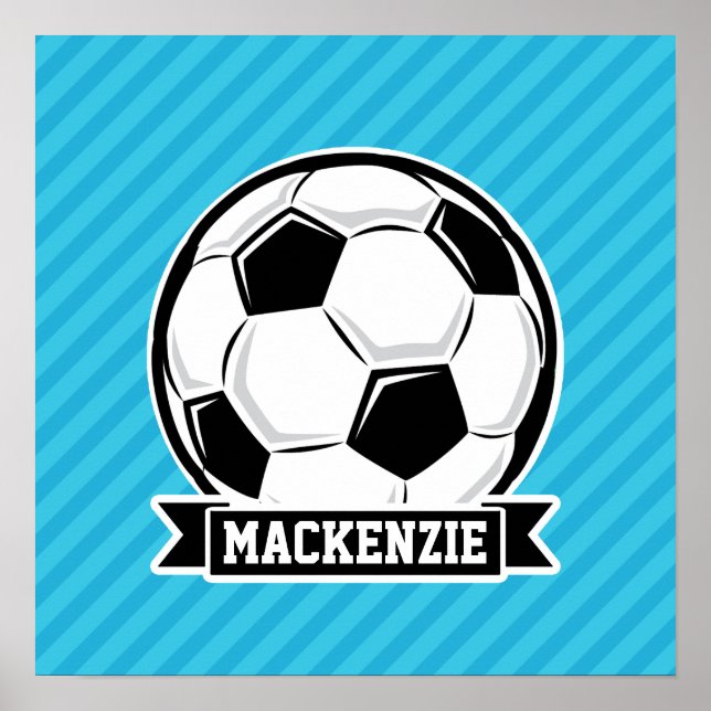 Poster Boule de soccer; Bleus ciel (Devant)