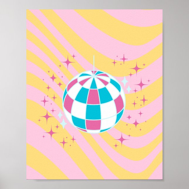 Poster Boule Disco Rose, Art Party, Preppy, Style Preppy (Devant)