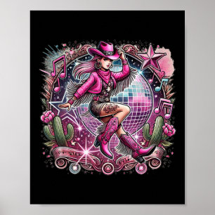Poster Boule Disco Tattoo rose Cowboy Cowboy