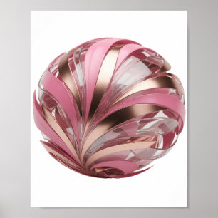 Poster Boule métallique rose et or argenté artistique