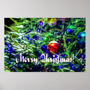 Poster Boule rouge arbre de Noël vert