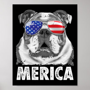Poster Bouledogue Anglais 4 Juillet Merica Hommes Femmes