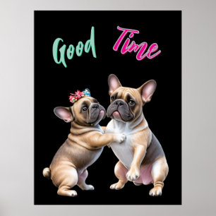 Poster Bouledogue français amoureux Saint-Valentin