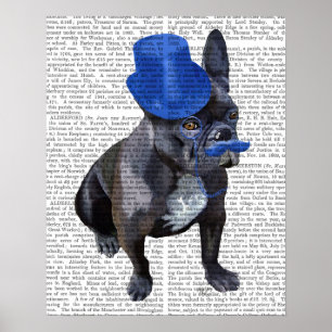 Poster Bouledogue français avec le casquette supérieur et