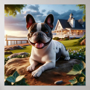 Poster Bouledogue français charmant dans un décor champêt