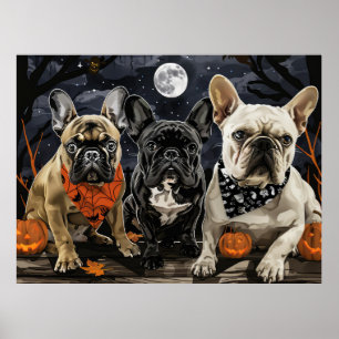 Poster Bouledogue français Halloween épouvantable