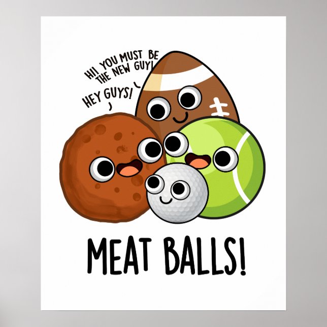 Poster Boules de viande amusant jeu de nourriture (Devant)