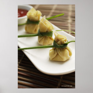 Poster boulettes wanton avec sauce piment blanc