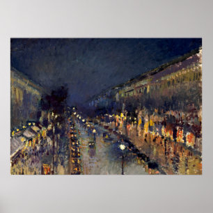 Poster Boulevard Camille Pissarro Montmartre en soirée