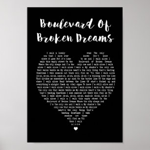 Poster Boulevard Of Broken Dreams Chanson De Coeur Noir L