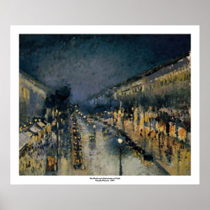 Poster Boulevarde Montmartre à la nuit ~ Camille Pissarro