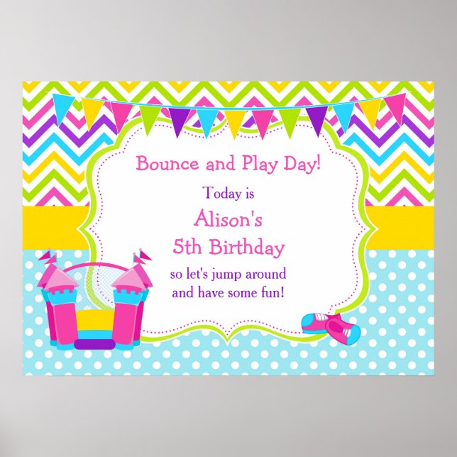 Poster Bounce House Bouncy Castle Birthday Girl (Devant)