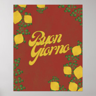 Poster Bouon Giorno Lemon Floral - Art Italien