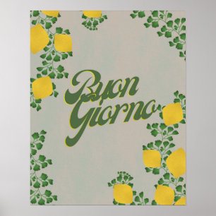 Poster Bouon Giorno Lemon Floral - Art Italien