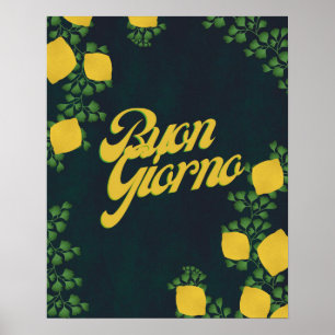 Poster Bouon Giorno Lemon Floral - Art Italien