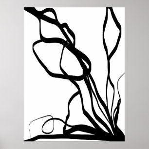 Poster Bouquet Blanc : Abstrait blanc & noir