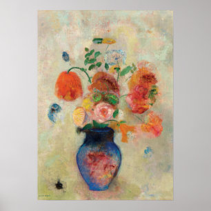 Poster Bouquet dans un vase bleu par Odilon Redon