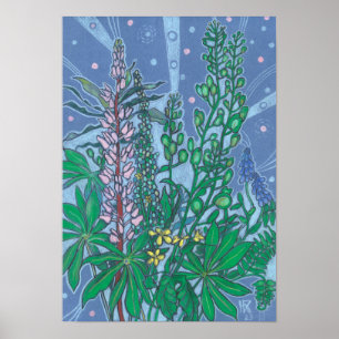 Poster Bouquet d'automne Bluebonnet Fleur sauvage Croquis