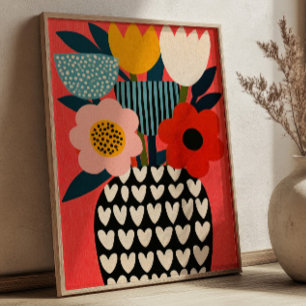 Poster Bouquet de fleurs coloré Illustration de vase flor