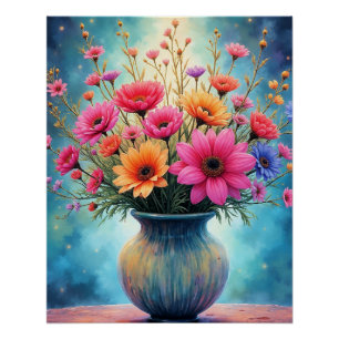 Poster Bouquet de fleurs colorées