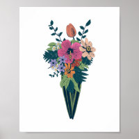 Bouquet de fleurs colorées dans un vase conique