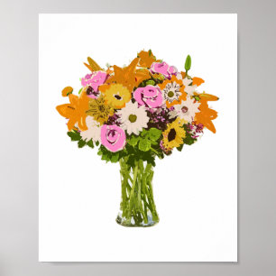 Poster Bouquet de fleurs dans la peinture de vase