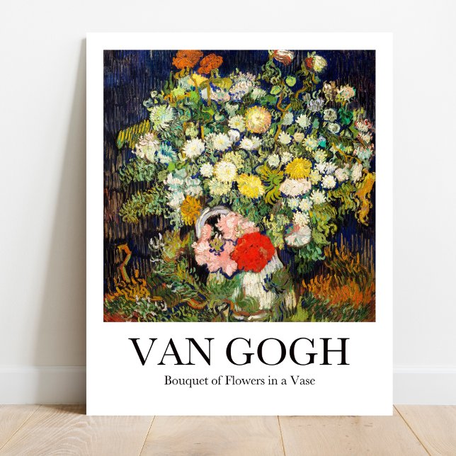 Poster Bouquet de fleurs dans un vase de Vincent van Gogh (Van Gogh's Vibrant Blooms: "Bouquet of Flowers." Museum-quality poster)