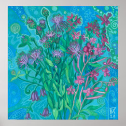 Poster Bouquet de fleurs d'été fleur sauvage peinture flo