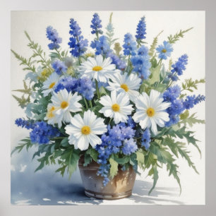 Poster Bouquet de fleurs Elégante aquarelle