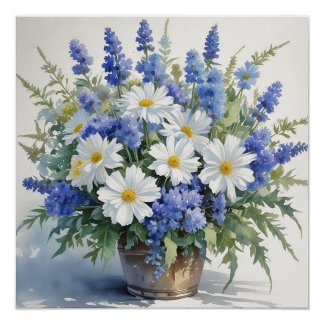 Poster Bouquet de fleurs Elégante aquarelle (Devant)