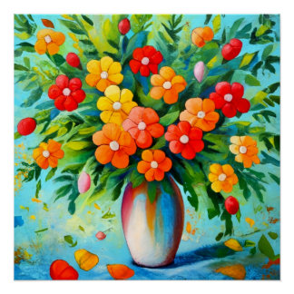 Poster Bouquet de fleurs en vase