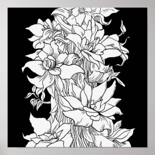 Poster Bouquet de fleurs Nature Floral Page de coloriage