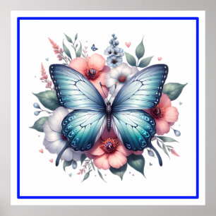 Poster Bouquet de fleurs papillon vibrant Art-96283