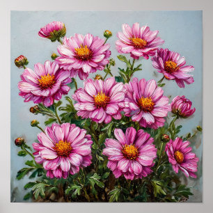 Poster Bouquet de fleurs roses Élégante nature morte flor