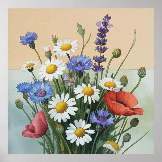 Poster Bouquet de fleurs sauvages d'été (Devant)